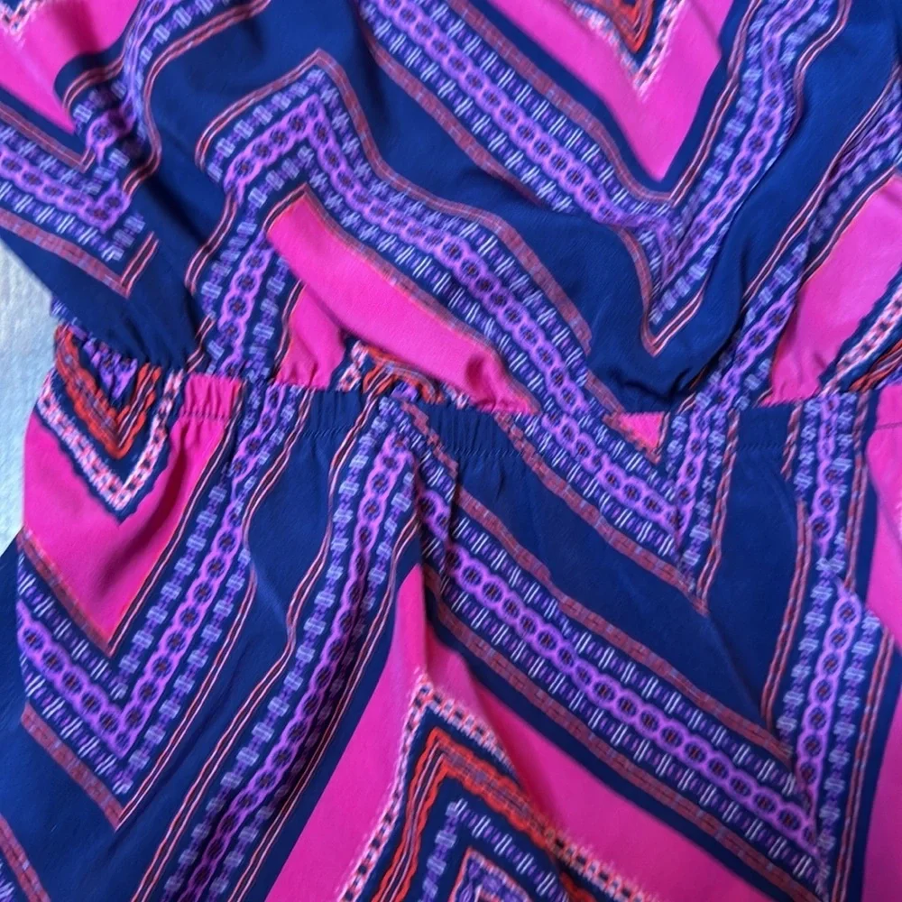 Express chevron strapless/spaghetti strap mini dress pink purple y2k - Picture 4 of 10